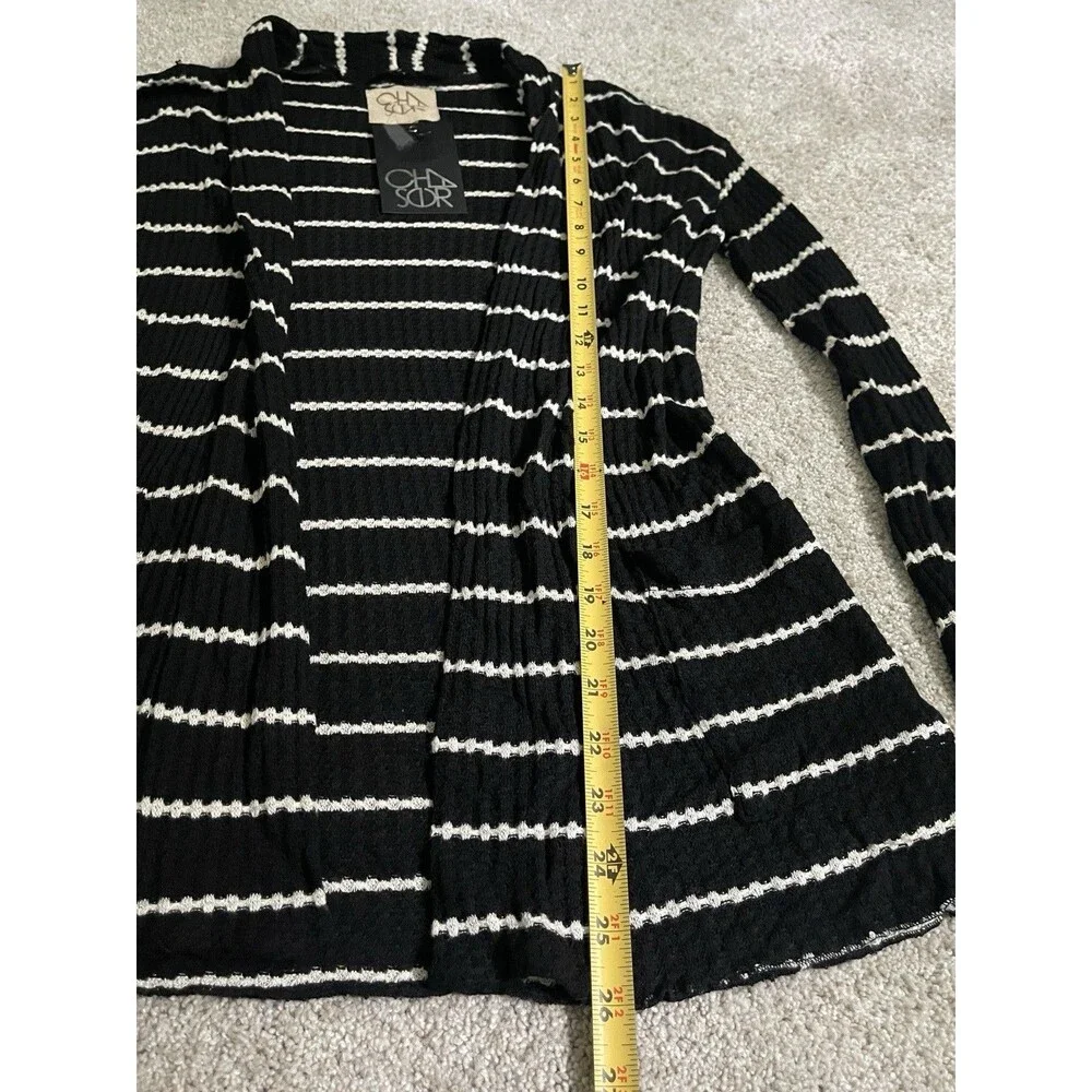 Chaser Black And White Striped Women's Cardigan Sweater Size XS
